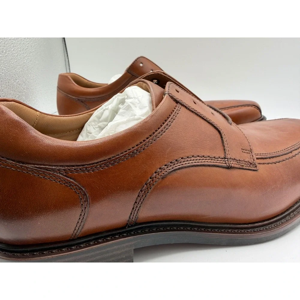 Johnston &‎ Murphy Mens Tan Leather Bicycle Toe Oxford Dress Shoes Brown Lace Up
